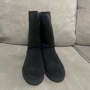 UGG Black Suede Mid-Calf Platform Boots